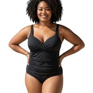 Swimsuits for All One Piece, Sz 34, 34W, 5X,6X, Faux Wrap, Ruching, Classic,NWOT